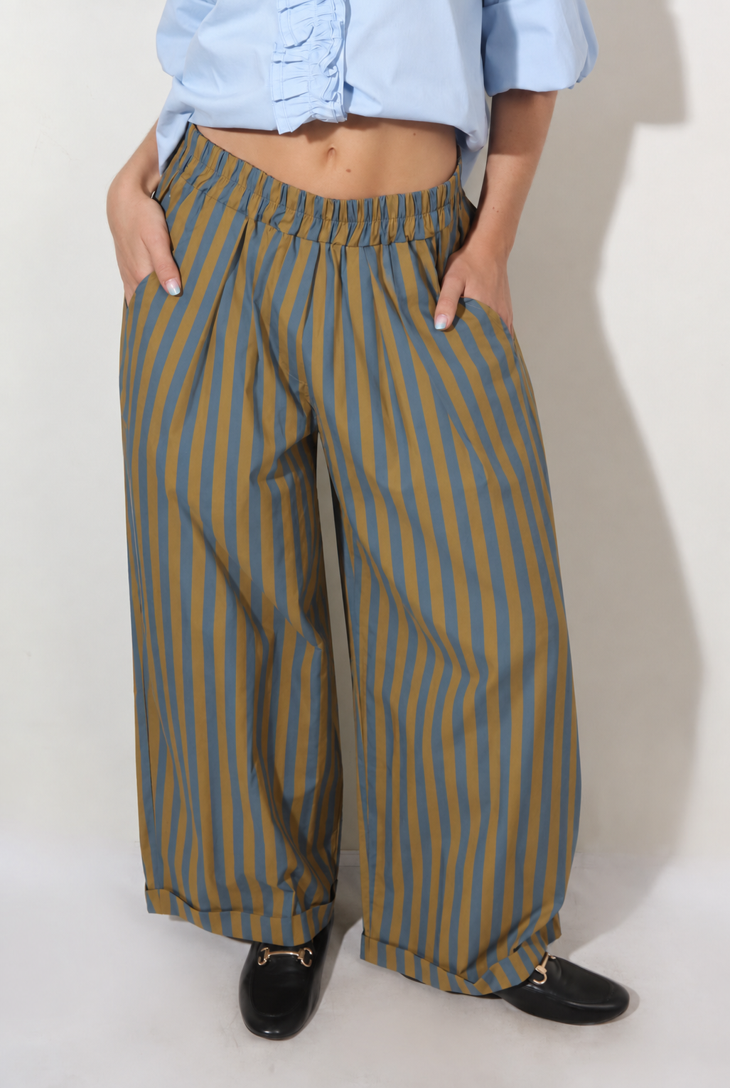 Pantalon RIO olive rayure ciel — photo 1