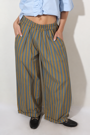 Pantalon RIO olive rayure ciel — photo 1