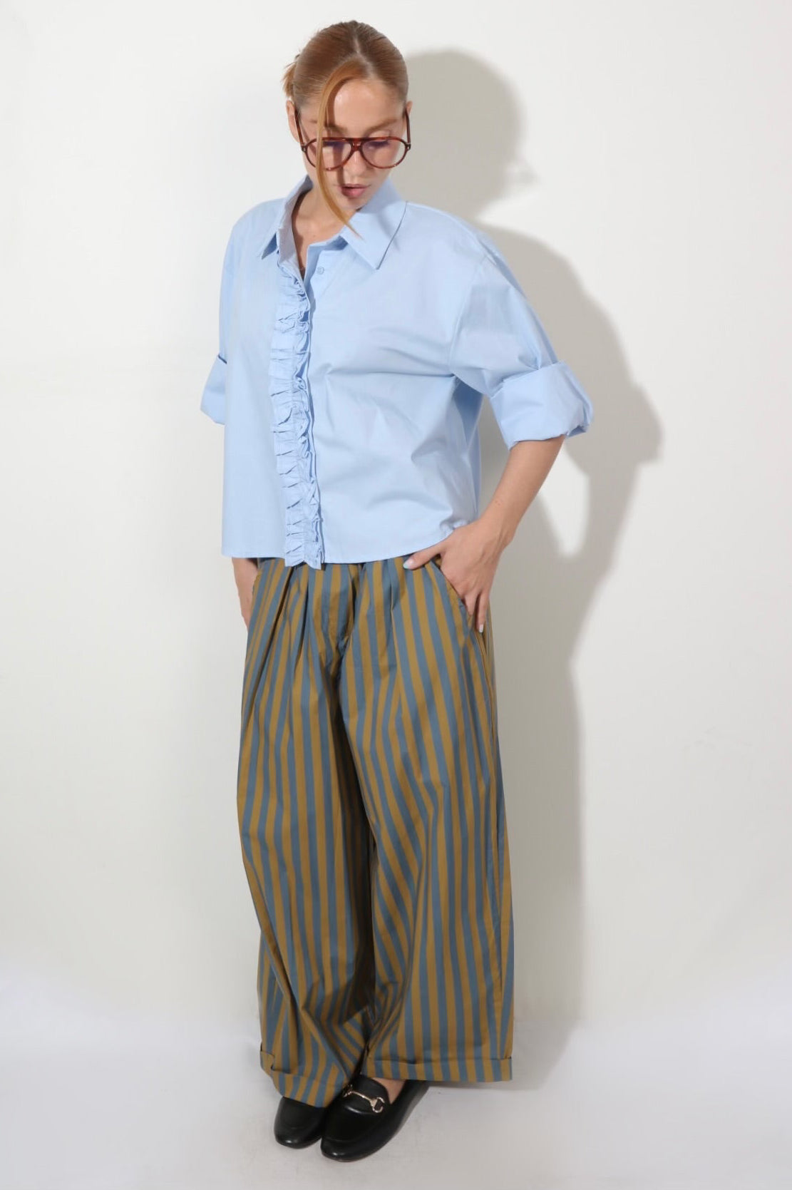 Pantalon RIO olive rayure ciel — photo 4